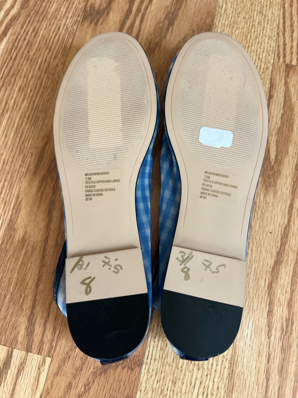 New Steve Madden Women's Meadow Ballet Flats in Blue Gingham Mesh Size 7.5 - Picture 6 of 9